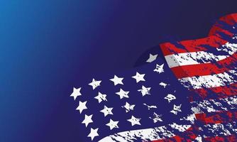 closeup of american USA flag with hand-drawn watercolor, united states of america on blue background vector