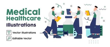 Medical Doctor and pharmacy concept. flat vector illustration fit for flyer, banner and landing page
