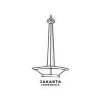 National Monument Jakarta Indonesia Vector. Historical Building In Jakarta Icon Cartoon Illustration vector