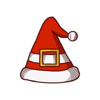 icono de gorra de sombrero rojo de Navidad. diseño de dibujos animados de la temporada de invierno del sombrero de Papá Noel. vector de logotipo de navidad