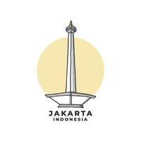 National Monument Jakarta Indonesia Vector. Historical Building Icon Cartoon Illustration vector