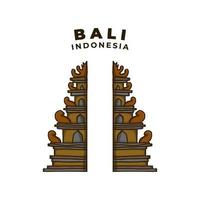 Bali Indonesia Shrine Landmark Illustration. Temple Tourism Religious Herritage Icon Vector. Bali Island Destination Icon Symbol Background vector