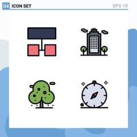 4 Creative Icons Modern Signs and Symbols of layout plant building environment compass Editable Vector Design Elements
