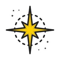 estilo de línea llena de dibujos animados de icono de espacio estrella. cometa meteorito astronomía logo vector ilustración. etiqueta engomada del elemento espacial