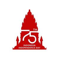 Happy Independence Day Indonesia. Prambanan Temple Icon Vector Illustration Background