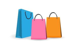 Shopping cart basket and paper bag for online business element decoration vector