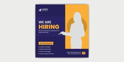 We Are Hiring Job Post Vacancy for Social Media Post Design or Advertisement Banner vector