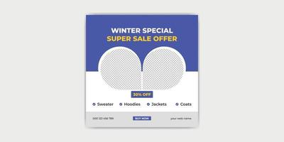 Winter Fashion Sale Social Media Post and Square Banner vector