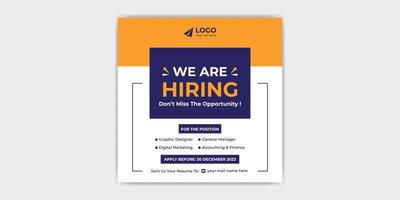 We Are Hiring Employee Job Vacancy Opportunity Social Media Post Banner Template vector