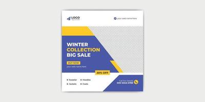banner de publicidad de publicación de redes sociales de oferta de venta de colección de invierno vector