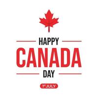 Happy Canada day emblem design with red maple leaf vector