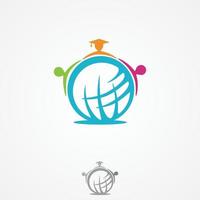 icono de globo con personas en estilo abstracto vector