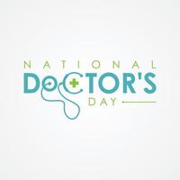 tipografía para el día nacional del médico con estetoscopio vector