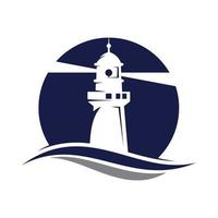 Lighthouse on icon isolated on white background