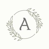 Initial A letter with floral ornament vector