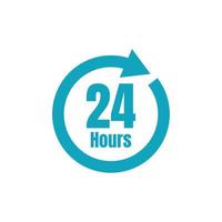 24 hour icon vector. Full rotation. blue concept elegant. full time icon 24 hours concept. vector