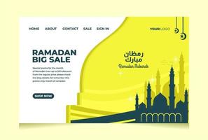 diseño de portada del sitio web de la página de destino plantilla de promoción de venta de ramadan mubarak vector