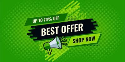 best offer sale green and black abstract sale banner vector