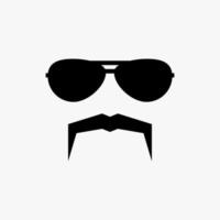 Mustache and Glasses icon vector black template