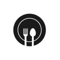 spoon, fork and plate sign illustration vector icon template