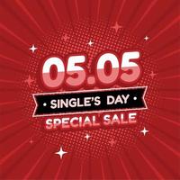 05.05 venta especial, venta de un día para solteros, banner web, template.crazy sales 05.05 promoción de venta del día de compras vector