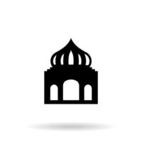 plantilla islámica, esténcil, patrón, mezquita gris, icono, aislado en un fondo blanco. vector. icono de mezquita mínimo. vector