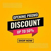 opening promo discount yellow and black abstract sale banner vector