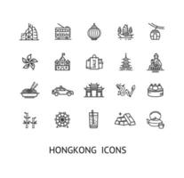 conjunto de iconos de línea delgada de signo de hong kong. vector