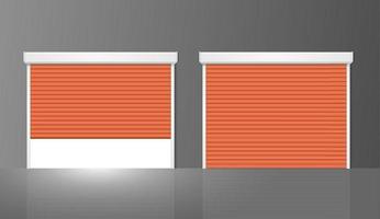 Realistic Detailed 3d Shutter Door or Rolling Door Set. Vector