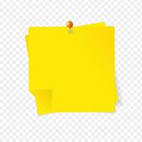 Realistic Detailed 3d Yellow Sticky Note and Pin. Vector