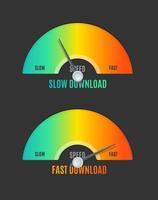 Color Gradient Download Speed Counter Set. Vector