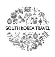 Korea Signs Round Design Template Thin Line Icon Concept. Vector