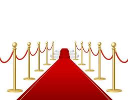 Realistic Detailed 3d Red Carpet, Barrier Rope and Stage. Vector
