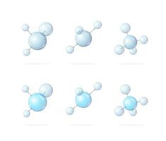 Realistic Detailed 3d Different Types Molecule Set. Vector