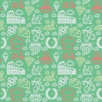 Italy Signs Seamless Pattern Background on a Green. Vector
