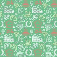 Italy Signs Seamless Pattern Background on a Green. Vector