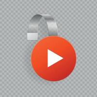 botón de reproducción de círculo rojo de wobbler 3d detallado y realista. vector