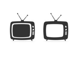 Cartoon Silhouette Black Retro Tv Set. Vector