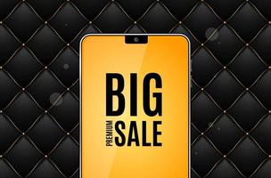 Realistic Detailed 3d Mobile Phone Big Sale Banner Concept Ad Poster Card. Vector