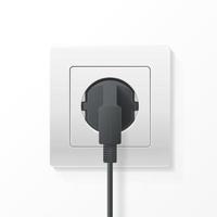 Realistic Detailed 3d Plug inserted in Electrical Outlet. Vector