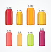 juego de botellas de color de jugo 3d detallado y realista. vector