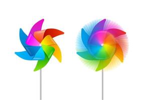 Realistic Detailed 3d Color Windmill Set. Vector