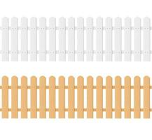 Realistic Detailed 3d White and Brown Wood Fence Set. Vector