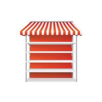 Realistic Detailed 3d Striped Shop Stall Template. Vector