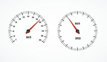 Speed Counter or Speedometer Dashboard Car with Pointer Set. Vector