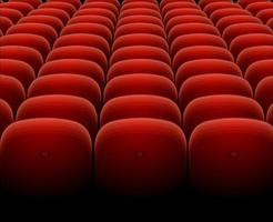 Cinema Theater Red Seats Row Set. Vector