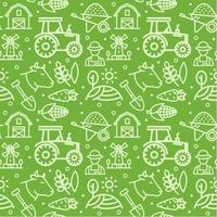 Farm Signs Seamless Pattern Background on a Green. Vector