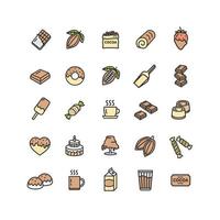 Chocolate Sign Color Thin Line Icon Set. Vector