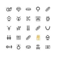 Jewelry Sign Thin Line Icon Set. Vector