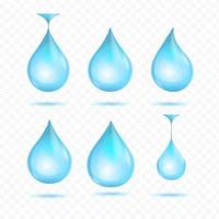 Realistic Detailed 3d Water Drop Different Shape Set. Vector